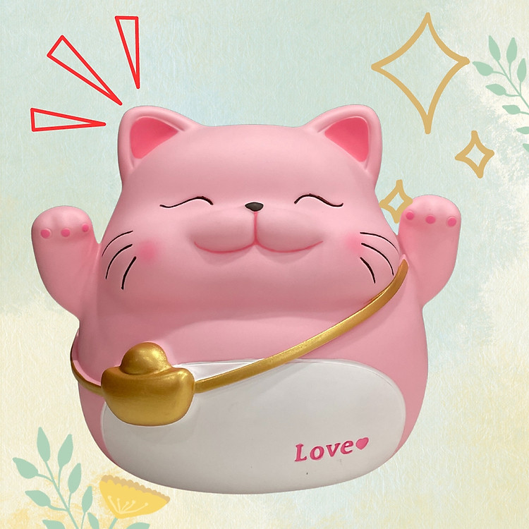 Ống Tiết Kiệm Heo Đất Mèo Đeo Túi (23cm)