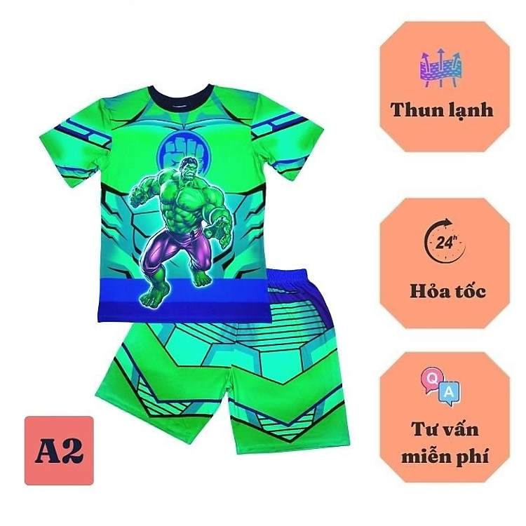 Đồ bộ cho bé trai béo phì từ 50-61kg - Vải thun lạnh - Giặt không vỡ hình