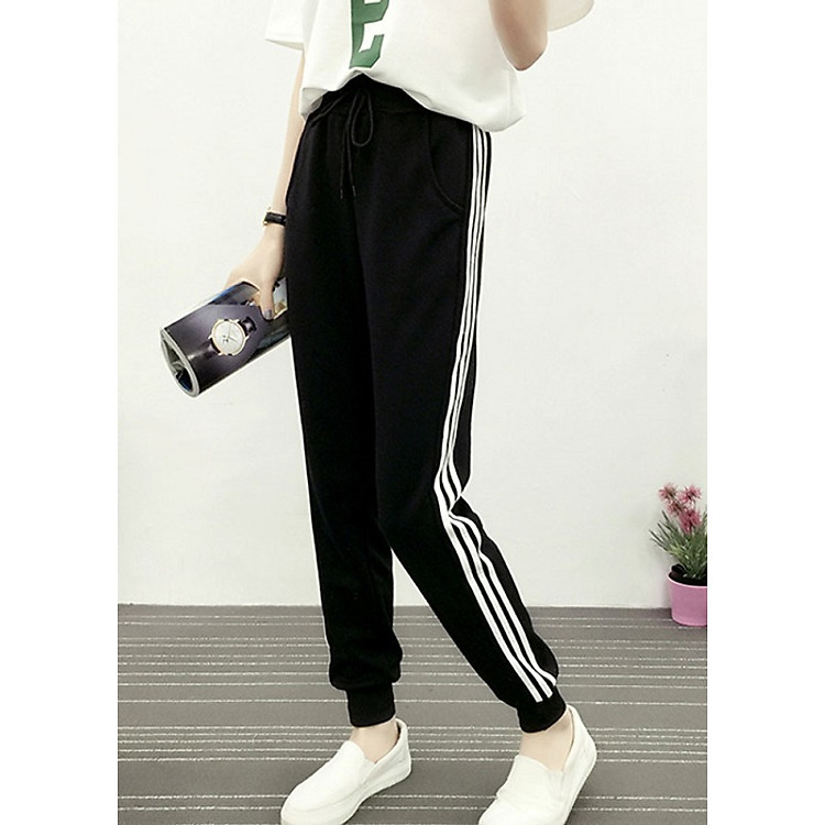 Quần jogger thun nữ 3 sọc bên hông QJTN04