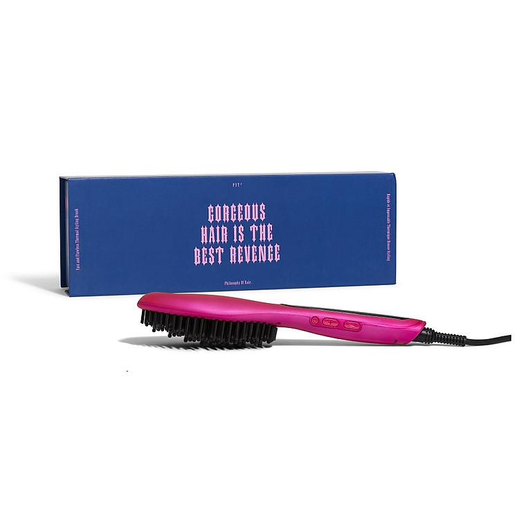 Lược Điện Tạo Kiểu Tóc PYT Thermal Styling Brush - Màu Hồng - Có Thể Duỗi Và Làm Phồng Chân Tóc - Công Nghệ Ion Âm Và Nhiệt Hồng Ngoại Xa