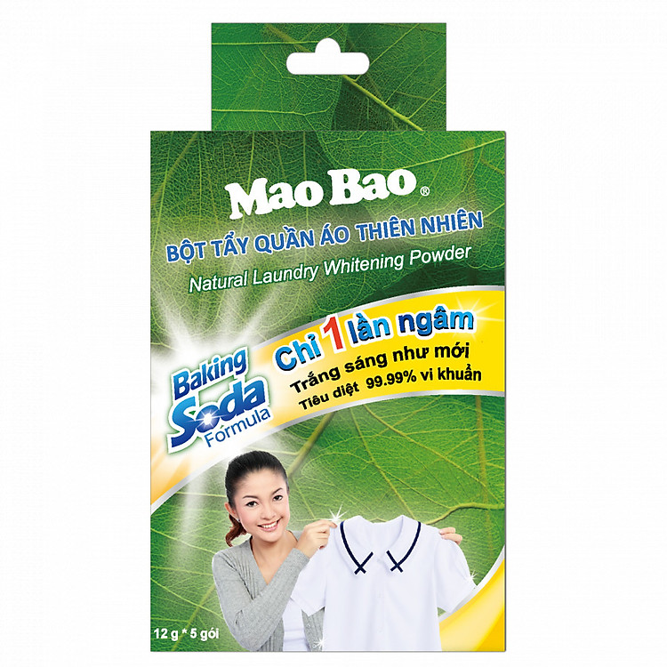 Bột Tẩy Quần Áo Thiên Nhiên Baking Soda Mao Bao (12 g x 5 gói)