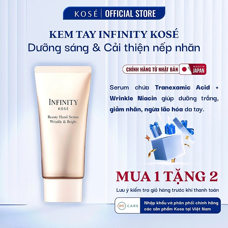 Kem Tay Dưỡng Trắng Chống Nhăn Cao Cấp Bổ Sung Tranexamic Acid & Niacinamide Infinity Kosé Nhật Bản 55g