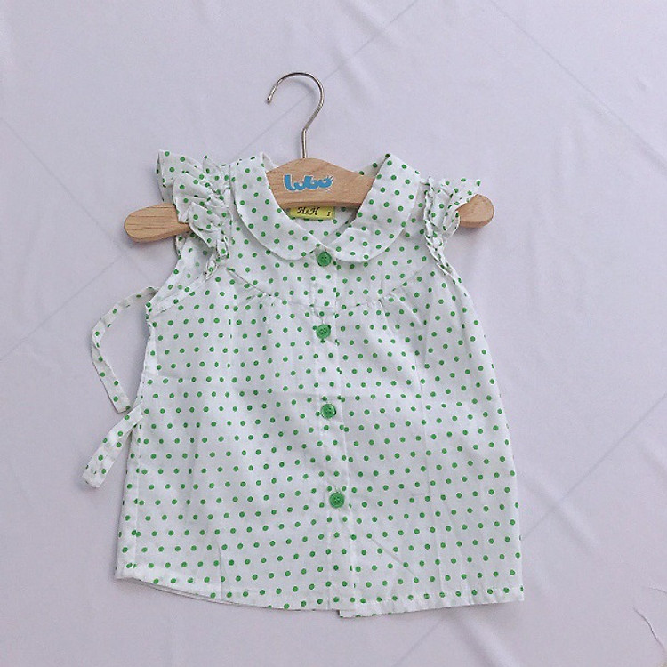 Áo sơ mi BG chấm bi lớn - xanh lá