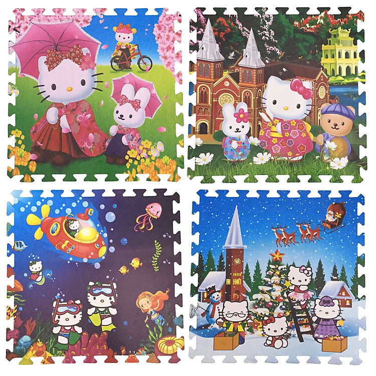 Mua tại Lazada: Bộ 4 Thảm xốp Kitty cho bé Chính hãng, giá tốt
