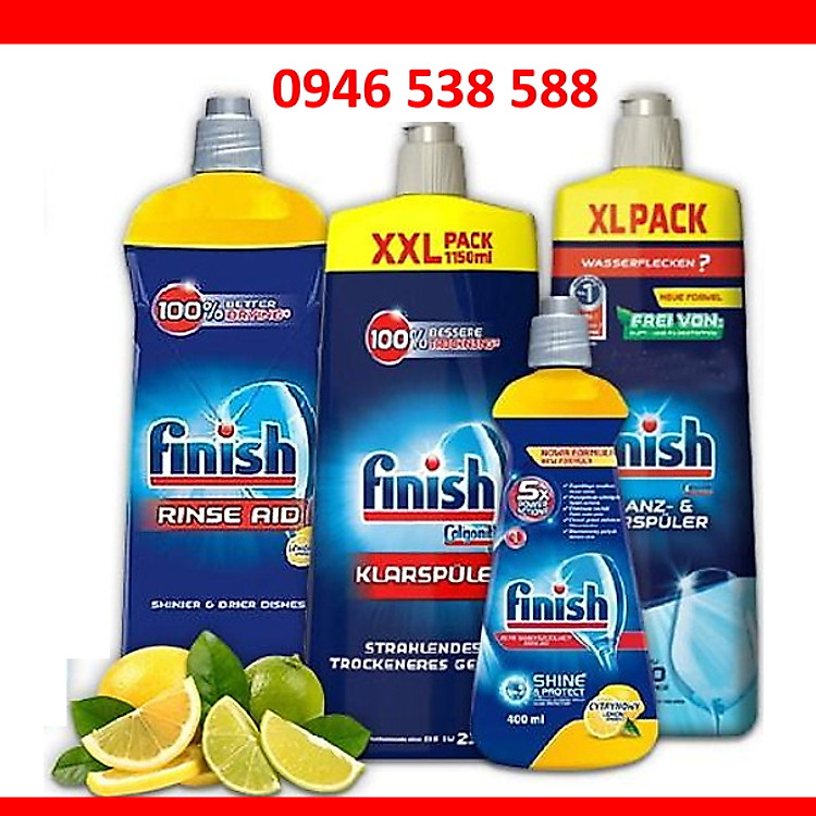Nước làm bóng và khô chén, đĩa Finish Dishwasher Shine & Dry Regular 750ml, bóng finish 800ml, 1150ml, 1500ml, 400ml