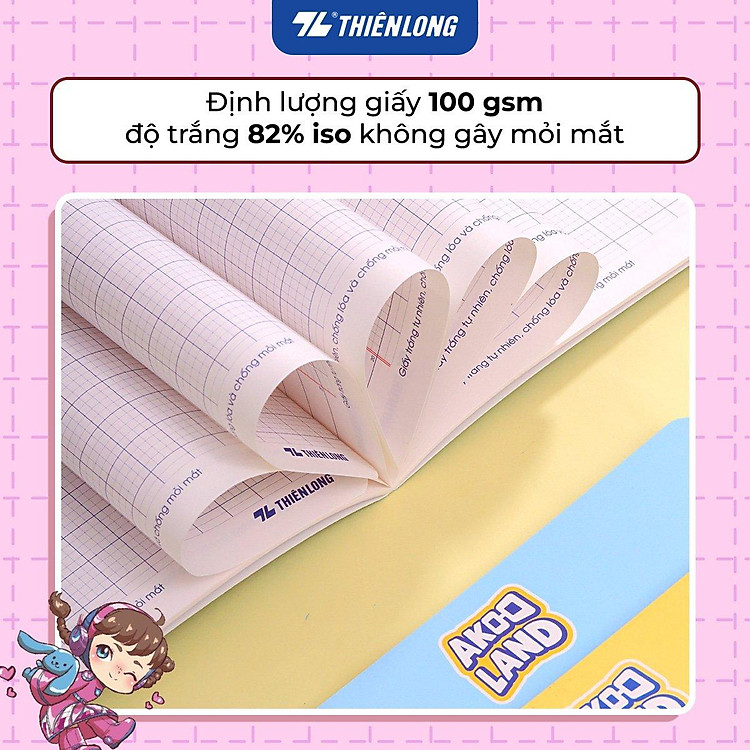 Tập học sinh chống lóa 48 trang 4 ô ly vuông 2.5mm 100gsm Thiên Long NB-115/AK - Ảnh 2