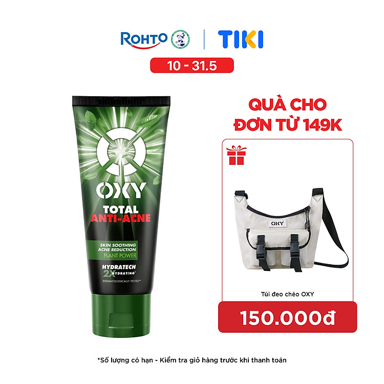 Sữa rửa mặt cho nam Oxy sạch sâu giảm mụn kiểm soát nhờn dạng kem Oxy Total Anti Acne 100g