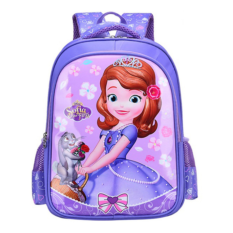 Ba lô mẫu giáo, học sinh cấp 1 siêu nhẹ, chống thấm nước - Sophia tím
