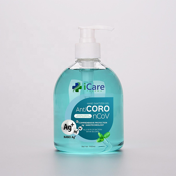Gel rửa tay khô iCare Pharma - Anti Coro nCoV - Bạc Hà - Chai 500ml