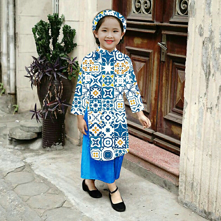 Set Áo Dài Bé Gái Hello Cô Ba BONCHOP