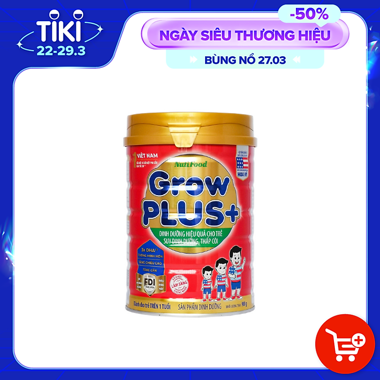 Mua tại Tiki: Nơi Sữa Bột Nutifood Grow Plus+ Đỏ 900g Hàng chuẩn Chính hãng, giá tốt