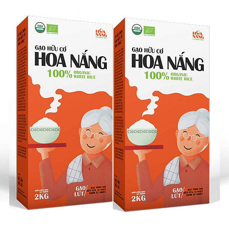 Combo 2 hộp Gạo Hữu Cơ Hoa Nắng - Gạo Lứt 2kg