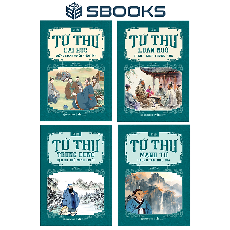 Combo 4 Cuốn Tứ Thư: Đại Học + Luận Ngữ + Trung Dung + Mạnh Tử