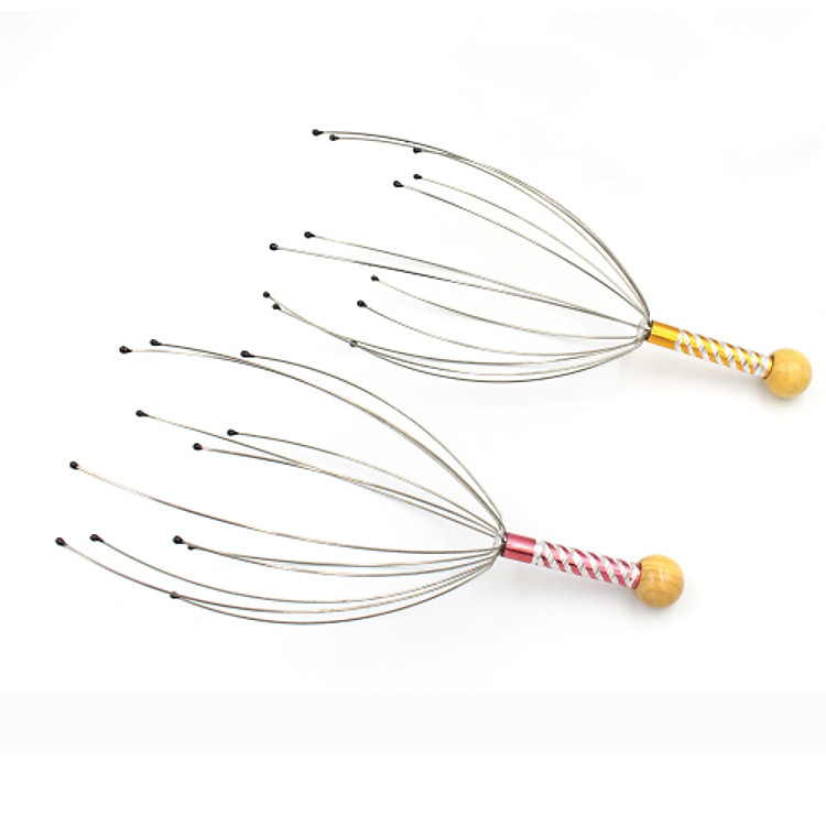 Combo 2 Cây Massage Đầu Cầm Tay (Tặng Kèm Bút Hoạt Hình Dễ Thương) - Cây Massage Đầu Thư Giản Xã Stress - Màu Ngẫu Nhiên