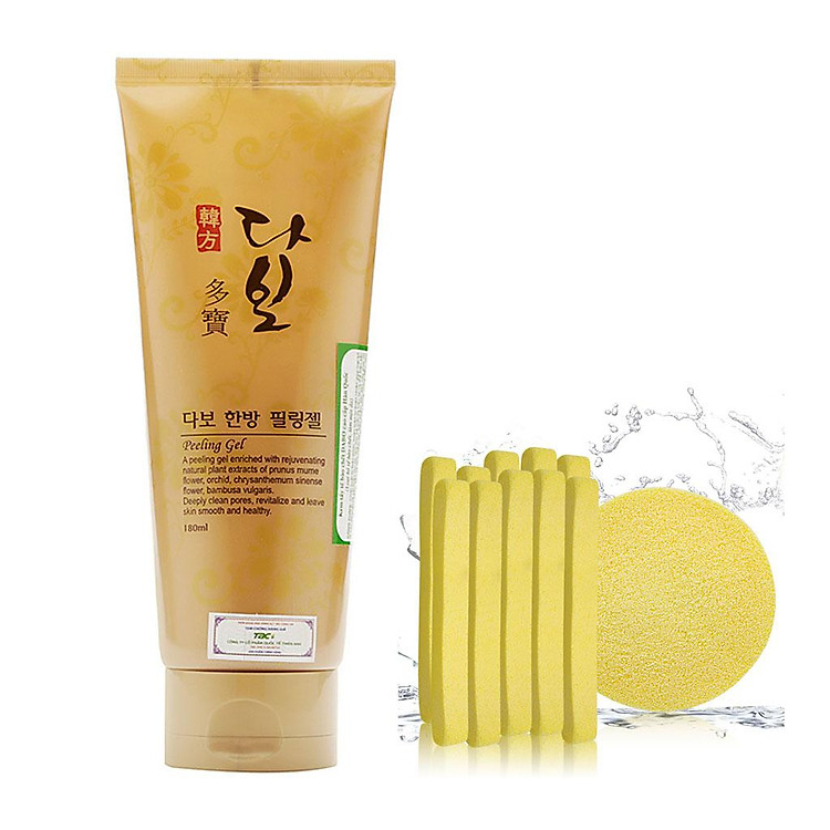 Gel Tẩy Tế Bào Chết Trắng Da Tái Tạo Cho Da Mặt Hàn Quốc Dabo (180ml) + Bông Rửa Mặt Bọt Biển Cao Cấp Mira B577 - Hàng Chính Hãng