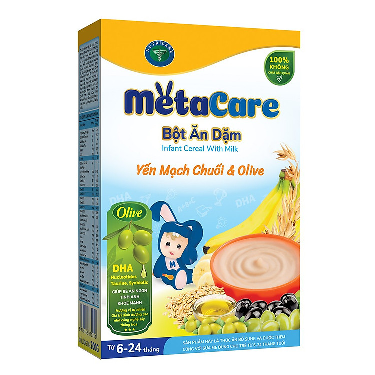 Bột ăn dặm MetaCare Yến Mạch Chuối & Olive 200g