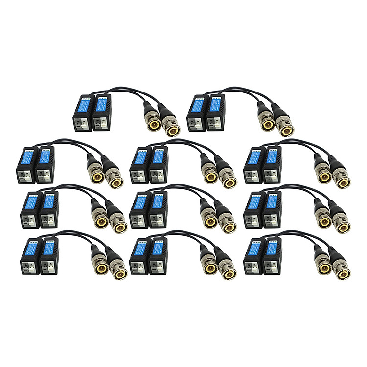 Bộ 10 Video Balun Camera HD 5 MP Chất Lượng Cao, Giữ Chặt Dây Cáp Bằng Nút Nhấn