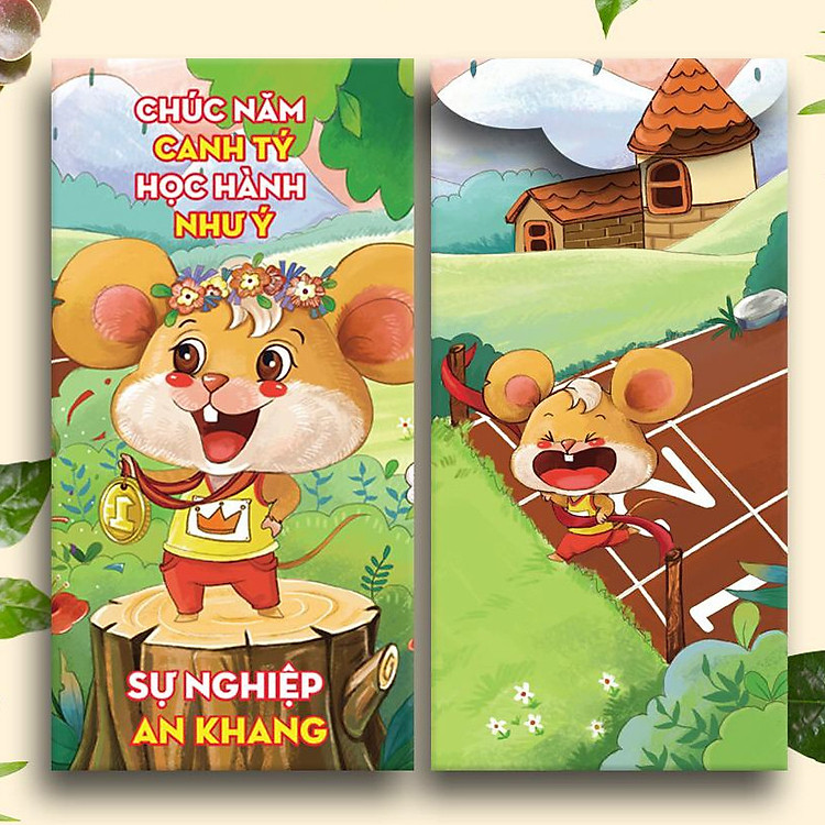 Bao Lì Xì 2020 - TẾT NĂM TÝ HỌC HÀNH NHƯ Ý - SỰ NGHIỆP AN KHANG (Bộ 10 Cái)