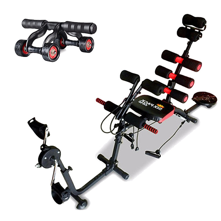 Máy tập cơ bụng Six Pack Care 2019 cải tiến + Con lăn tập cơ bụng 4 bánh