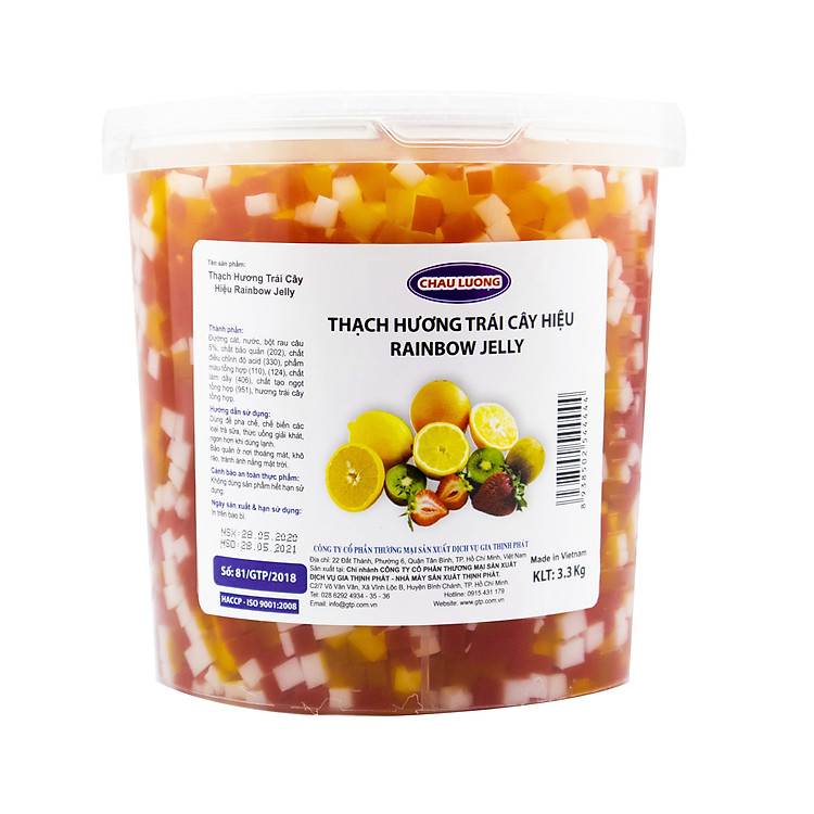 Hạt trái cây Châu Lương (3.3kg/hộp) - Topping trà sữa, trà trái cây, trà thạch đào, trái cây tô, yogurt…