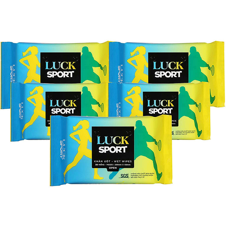Combo 5 Gói Khăn Ướt Vệ Sinh Luck Sport (30 Tờ/ Gói)