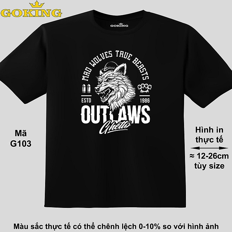 MAD WOLVES TRUE BEASTS, mã G103. Áo thun hàng hiệu GOKING cao cấp cho cả gia đình, công nghệ in Nhật Bản sắc nét 4K. Form unisex cho nam nữ, trẻ em, bé trai gái
