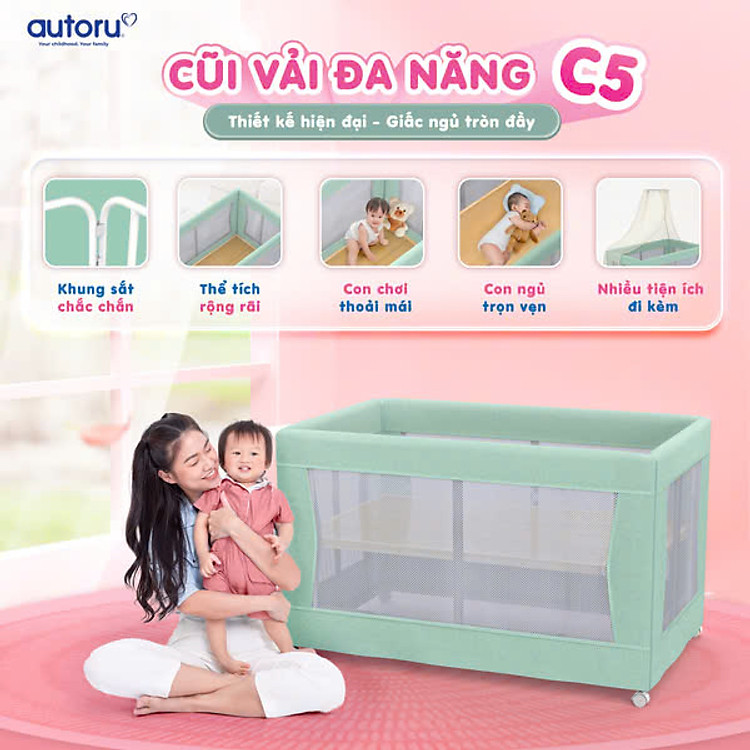 Giường Cũi vải Autoru C5 chính hãng Chính hãng Ưu đãi - Hình ảnh 2