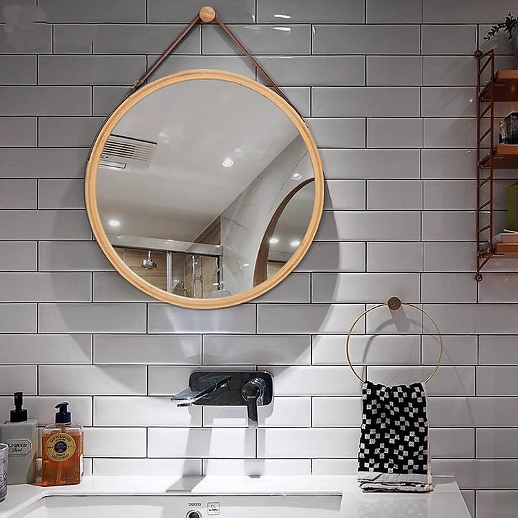 Gương Tròn Treo Tường Khung Gỗ OCHU - Mirror Circle 50
