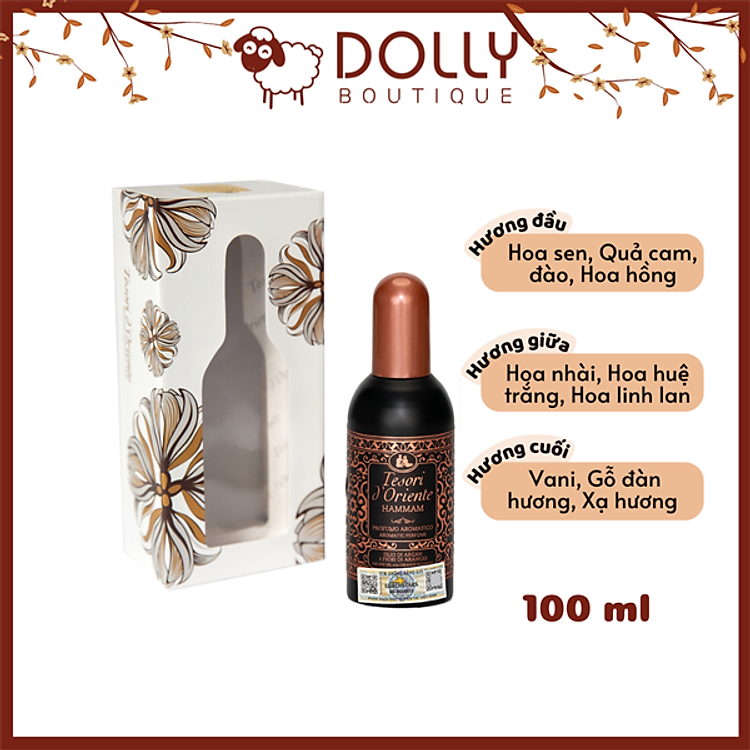 Nước Hoa Tesori D'Oriente Hammam Perfume ( Hương Tinh Dầu Argan ) - 100ml