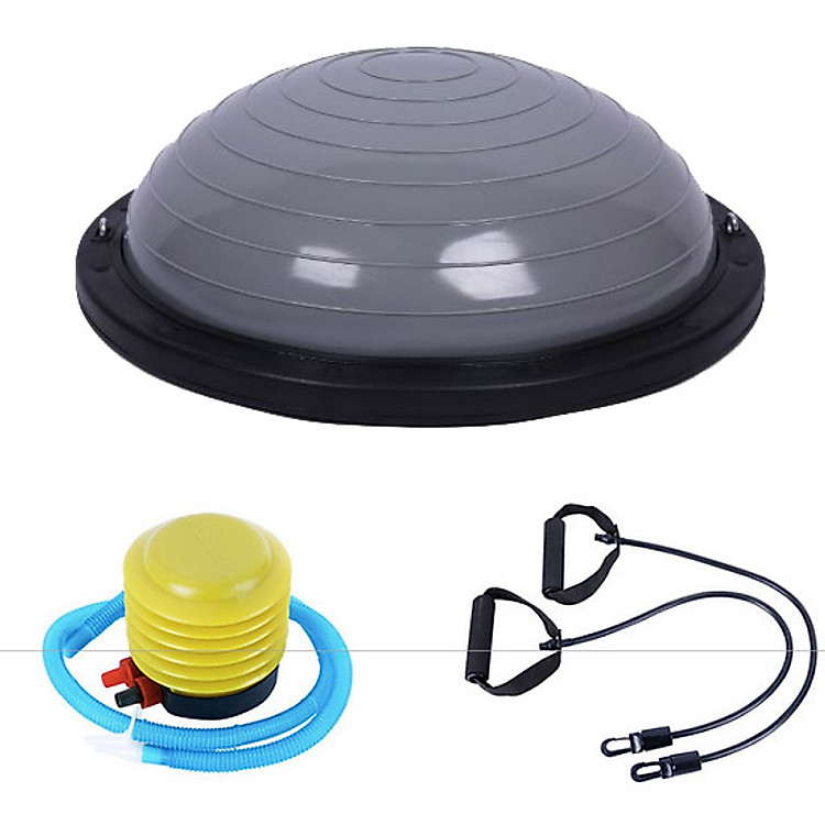 Bóng Tập Yoga Thăng Bằng Da Trơn Đường Kính 58cm Nặng 6kg + Kèm 2 Dây Kéo Tay Và Bơm Bóng