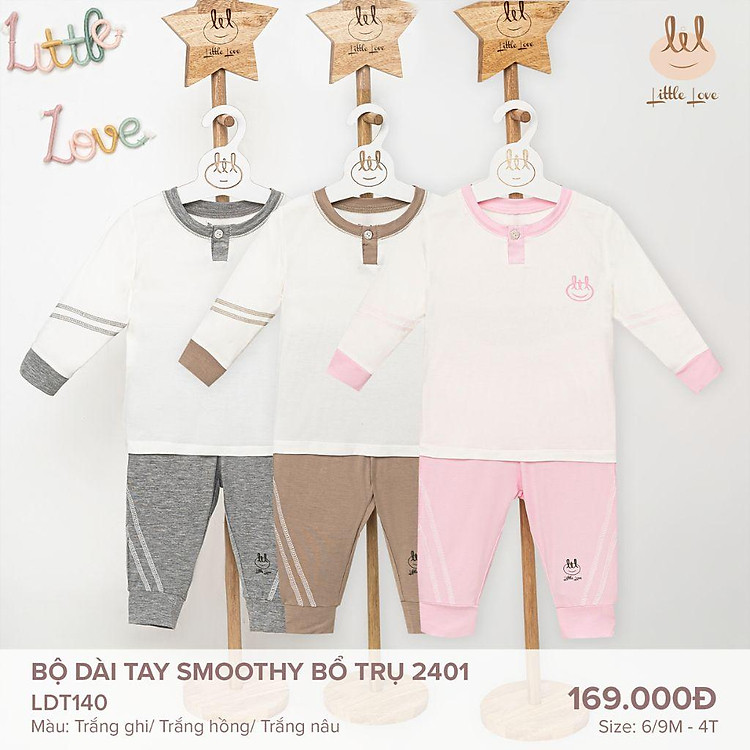 Bộ quần áo dài tay smoothy bổ trụ dành cho bé LiL Little Love từ 6m đến 4y LDT140