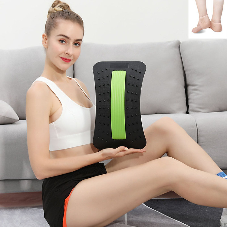 Dụng Cụ Masage Nắn Chỉnh Lưng, Cột Sống - Định Hình Tư Thế Nằm, Ngồi Chuẩn - Hạn Chế Tình Trạng Đau Lưng, Nhức Mỏi, Thoái Hóa, Thoái Vị Đĩa Đệm, Cột Sống Lưng - Giao Màu Ngẫu Nhiên - Tặng Kèm 1 Đôi Đệm Bảo Vệ Gót Chân Siêu Tốt
