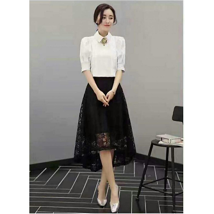 Chân váy ren in hoa đuôi cá đẹp