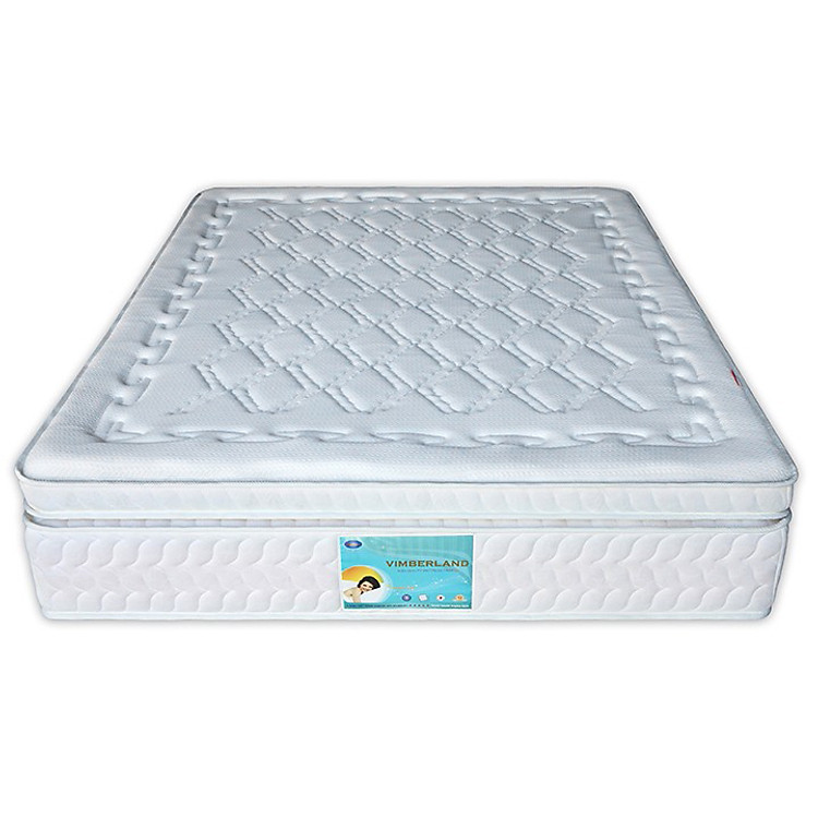Nệm Lò Xo VIMBERLAND 4 Viền Vivian - Vải Gấm Damask Dệt Kim Cao Cấp - Trắng Chần Hoa Văn Ngẫu Nhiên - Kèm 2 gối nằm + 1 gối ôm gòn hơi