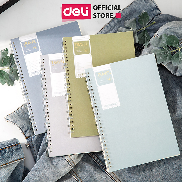 Sổ Tay Ghi Chép Lò Xo Kẻ Ngang A5 Gáy Xoắn 120 Trang Deli - Phù Hợp Làm Sổ Kế Hoach Planner, Viết Nhật Kí, Tập Vở Học Sinh Sổ Tay Văn Phòng - Màu Ngẫu Nhiên - LA560 ELA560 LPA560