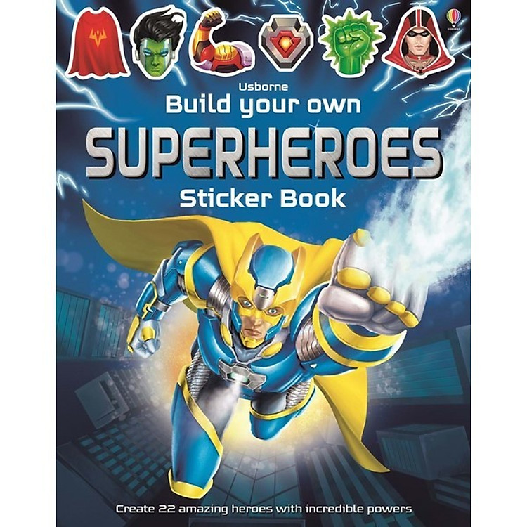 Sách Usborne Build your own Superheroes Sticker Book