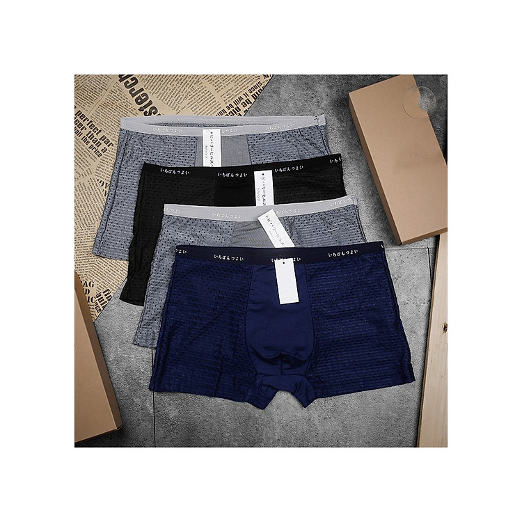 Combo 4 Quần Lót Nam Boxer Thông Hơi Lưng Nhật Thoáng Mát , Quần Sịp Đùi Thông Hơi Cao cấp - (Giao Màu Ngẫu Nhiên)