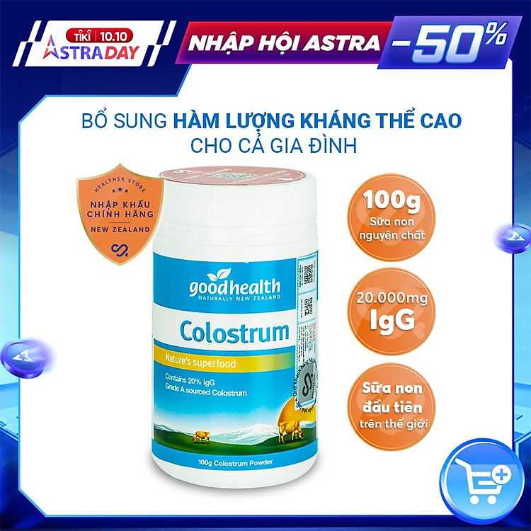 Sữa non Goodhealth Colostrum 100g-Tăng cường sức đề kháng-Hàng nhập khẩu chính hãng tại New Zealand