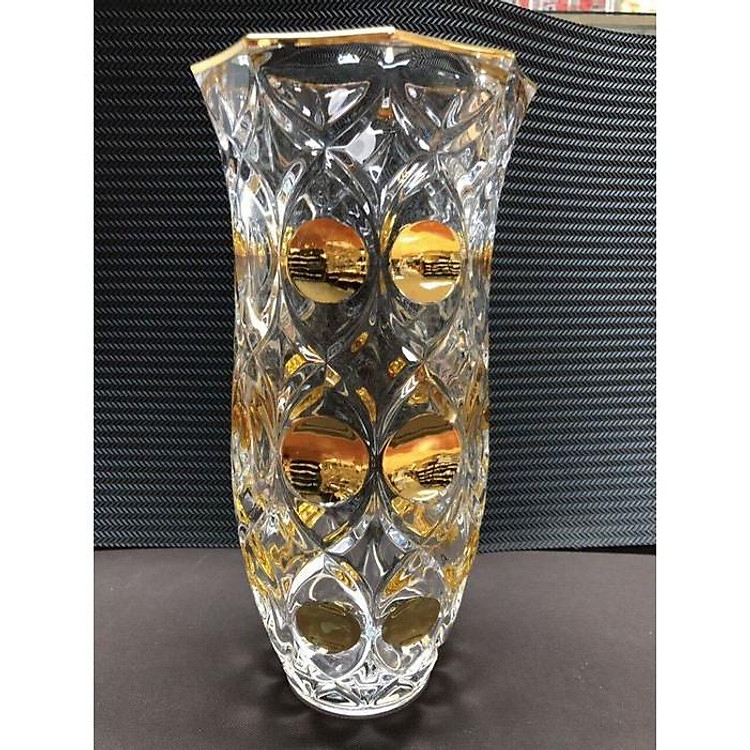 Bình cắm hoa thủy tinh cao cấp miệng loe chấm vàng 30cm