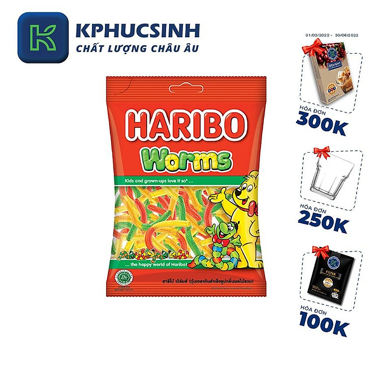 Kẹo dẻo Haribo Worms 80g