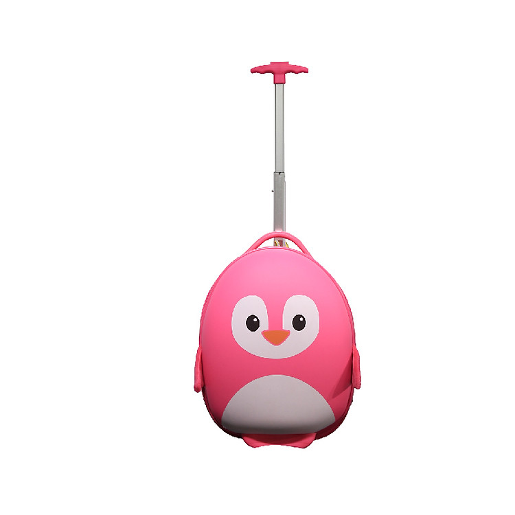 Va li kéo chống xước BB Bag hình chim cánh cụt dễ thương màu hồng