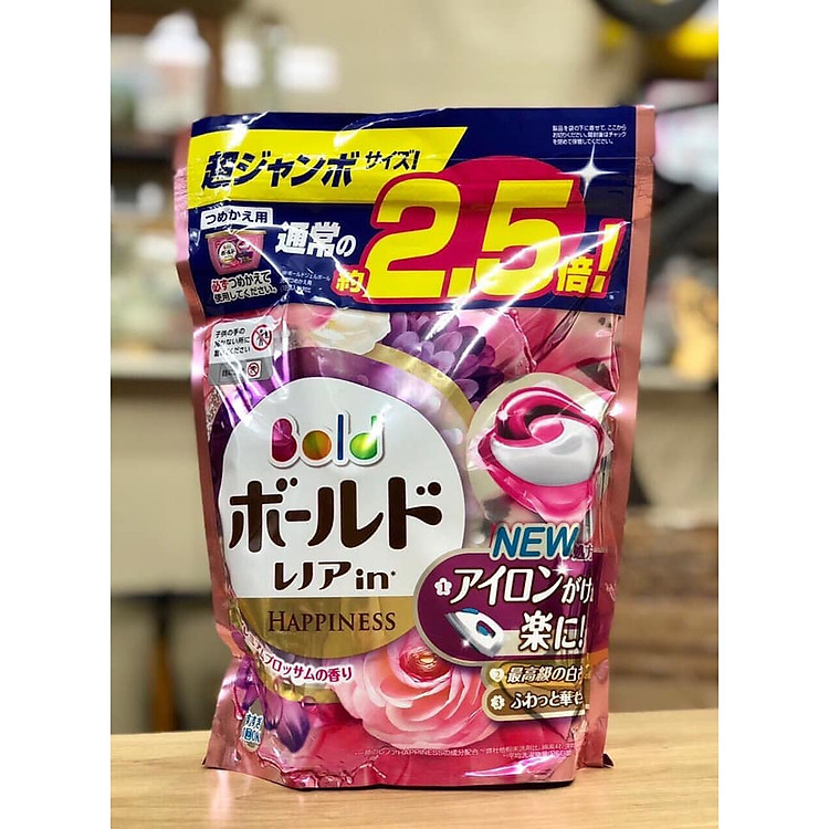 Túi 52 viên giặt, xả Gel Ball 3D màu hồng siêu tiết kiệm nội địa Nhật Bản hương thơm mát dịu dàng