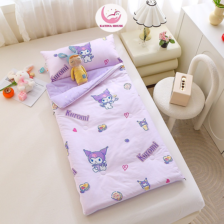 Túi ngủ cho bé có khóa kéo tiện lợi, KT 75x180cm, vải cotton mềm thoáng mát