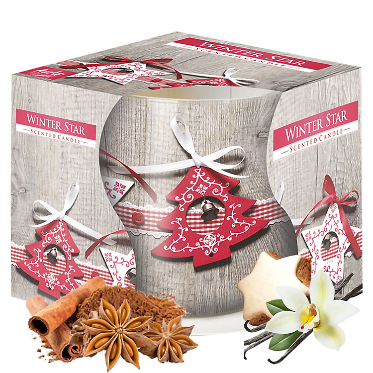 Ly nến thơm tinh dầu Bispol Winter Star 100g QT025561 - quế, hồi, vani
