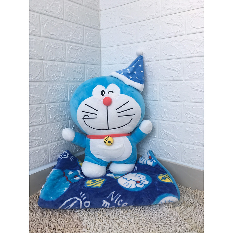 GỐI MỀN 3 trong 1 Đôrêmon cute, nỉ nhung siêu mịn, bộ chăn gối văn phòng, gấu bông kèm mền