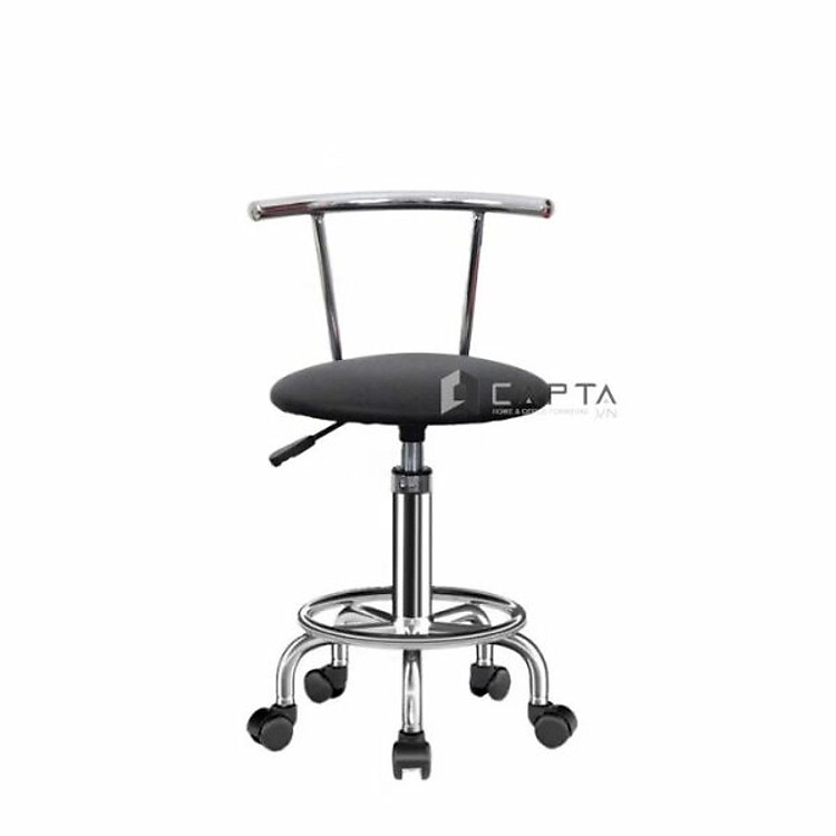 Ghế kỹ thuật viên có nệm CB2307-2P Nội thất Capta Ghế bar ghế tư vấn lưng tựa sắt mạ chrome bóng chân thép mạ có bánh xe