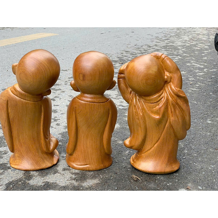 Tượng Tam Tâm Gỗ Bách Xanh (25x14x11cm) - Ảnh 5