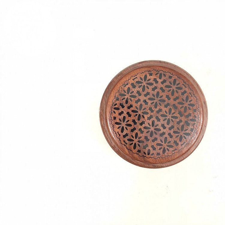 Hộp Đốt Gỗ Tròn Họa Tiết Hoa Đơn Giản - Nhang Thiền