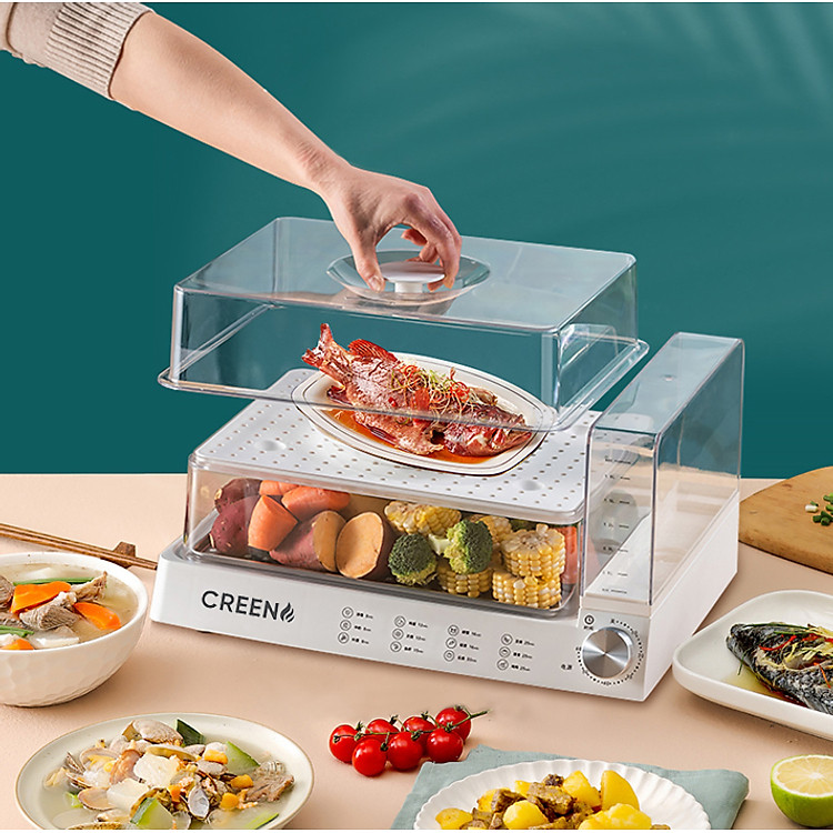 Nồi Chiên Hơi Nước, Nồi Hấp Điện Creen CR-135CF Dung Tích 13.5L Hâm Nóng Thức Ăn - Hàng Chính Hãng