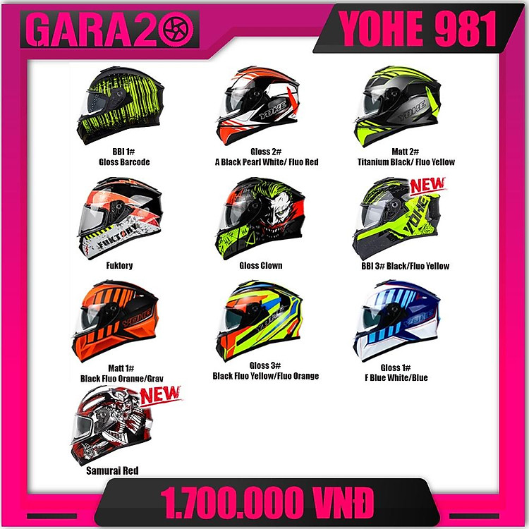 MŨ BẢO HIỂM FULLFACE YOHE 981 (MÀU TEM) - GARA20